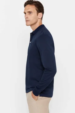 Cortefiel Polo Coolmax Manga Comprida Azul Hot