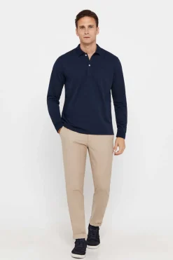 Cortefiel Polo Coolmax Manga Comprida Azul Hot