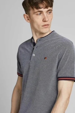 Jack & Jones Polo Gola Mao Azulado Outlet