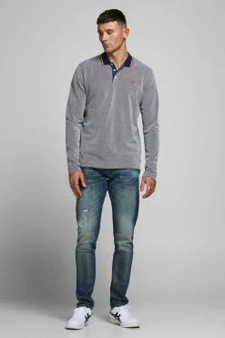 Jack & Jones Polo Manga Comprida Faixa Contraste Azulado