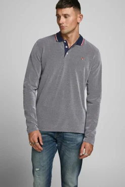 Jack & Jones Polo Manga Comprida Faixa Contraste Azulado