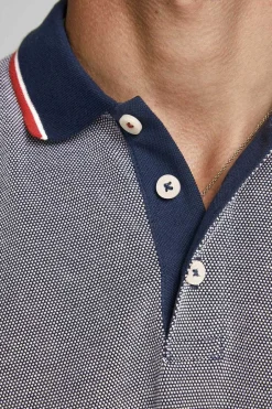 Jack & Jones Polo Manga Comprida Faixa Contraste Azulado
