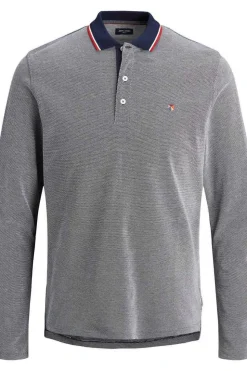 Jack & Jones Polo Manga Comprida Faixa Contraste Azulado
