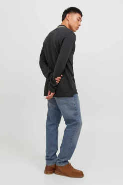 Jack & Jones Polo Manga Comprida Faixa Contraste Preto Hot