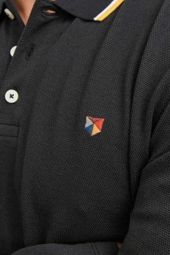 Jack & Jones Polo Manga Comprida Faixa Contraste Preto Hot