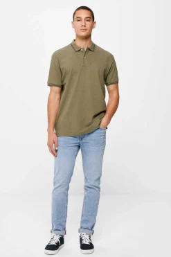 Springfield Polo Pique Contrastes Cinza Online