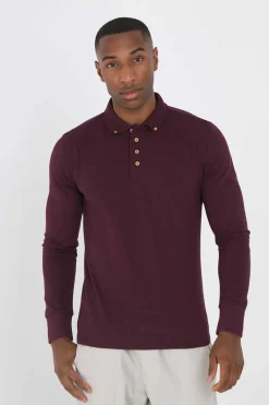 Brave Soul Polo Pique De Manga Comprida Vermelho New