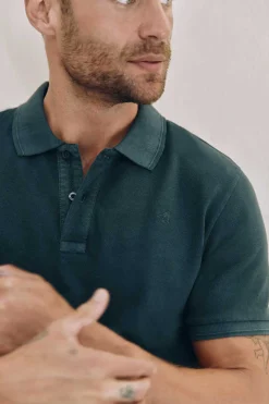 Ooto Polo Pique Lavado Bordado De Aviao Azul New