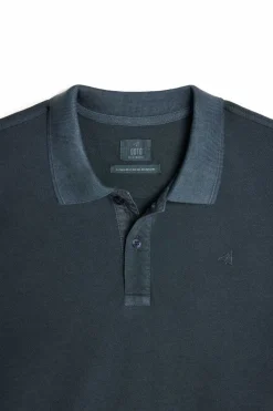 Ooto Polo Pique Lavado Bordado De Aviao Azul New