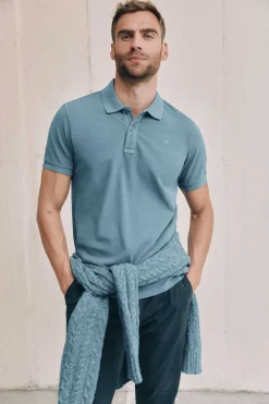 Ooto Polo Pique Lavado Bordado De Aviao Azul Online