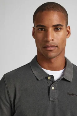 Pepe Jeans Polo Pique Logo Bordado Cinza Claro
