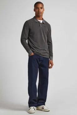 Pepe Jeans Polo Pique Logo Bordado Cinza Claro