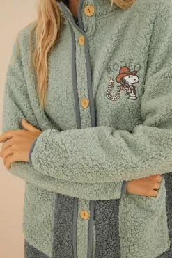 Women'secret Pijamas-Robe Curto Em Borrego Do Snoopy Em