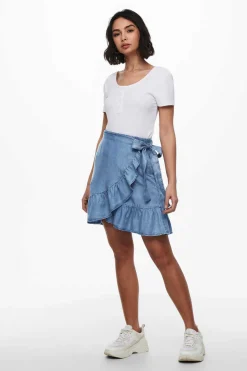 Only Saias-Saia Curta Tencel Cruzada