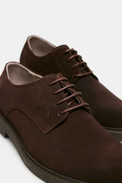 Springfield Sapato De Pele Em Croute Castanho Outlet