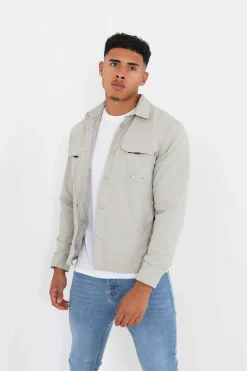 Brave Soul Sobrecamisa Regular Fecho-Eclair Cinza Clearance