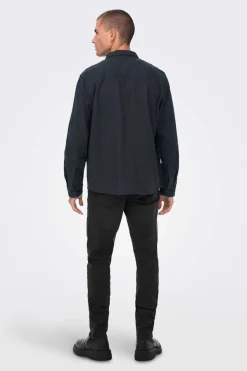 Only & Sons Sobrecamisa Tecido Algodao Marinho