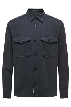 Only & Sons Sobrecamisa Tecido Algodao Marinho