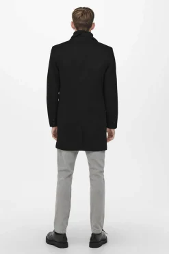 Only & Sons Sobretudo Fecho Abotoado Preto Outlet