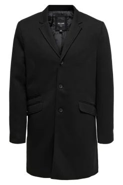 Only & Sons Sobretudo Fecho Abotoado Preto Outlet