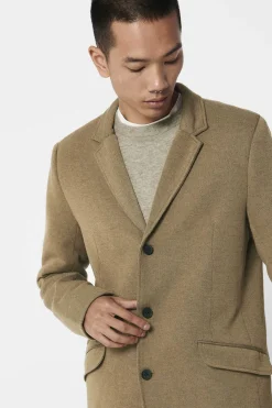 Only & Sons Sobretudo Fecho Abotoado Castanho Clearance