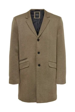 Only & Sons Sobretudo Fecho Abotoado Castanho Clearance