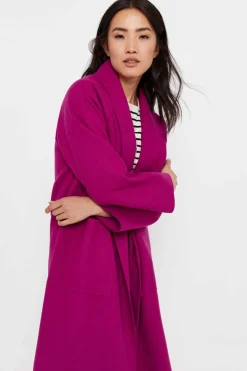 Cortefiel Sobretudos E Parkas-Sobretudo Fucsia Comprido