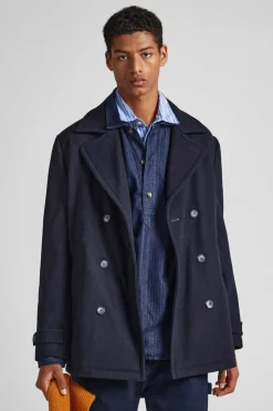 Pepe Jeans Sobretudo La Lapela Pontiaguda Marinho