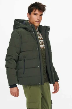 Only & Sons Sobretudo Puffer Castanho Hot