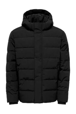 Only & Sons Sobretudo Puffer Preto Clearance