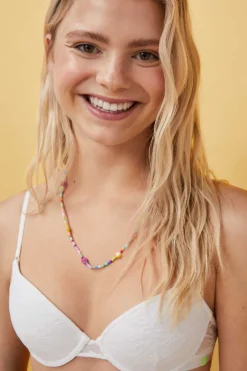 HI&BYE Roupa Interior-Soutien Enchimento Renda Branco