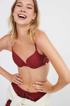 HI&BYE Roupa Interior-Soutien Enchimento Renda Escuro