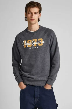Pepe Jeans Sweatshirt Algodao Logo Estampado Cinza New
