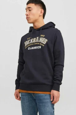 Jack & Jones Sweatshirt Capuz Estampado Logo Azul Discount