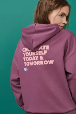 HI&BYE Sweatshirts-Sweatshirt Capuz Felpa Bordeaux Logo