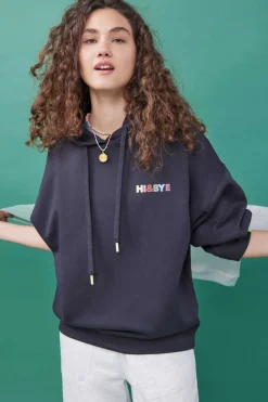 HI&BYE Sweatshirts-Sweatshirt Capuz Felpa Preta Logo Multicolor