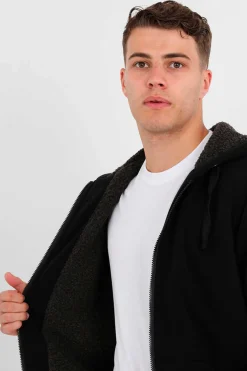 Brave Soul Sweatshirt Com Capuz E Borrego Preto Discount