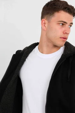 Brave Soul Sweatshirt Com Capuz E Borrego Preto Discount