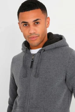 Brave Soul Sweatshirt Com Capuz E Borrego Cinza Online