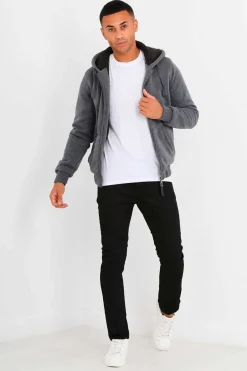 Brave Soul Sweatshirt Com Capuz E Borrego Cinza Online