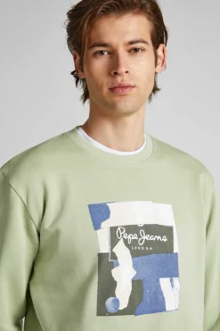 Pepe Jeans Sweatshirt Com Logo No Centro Cinza Best