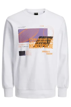 Jack & Jones Sweatshirt De Gola Redonda Print Universo Branco Best