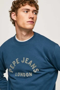 Pepe Jeans Sweatshirt De Pescoco Redondo Com Logotipo Circular Marinho Discount