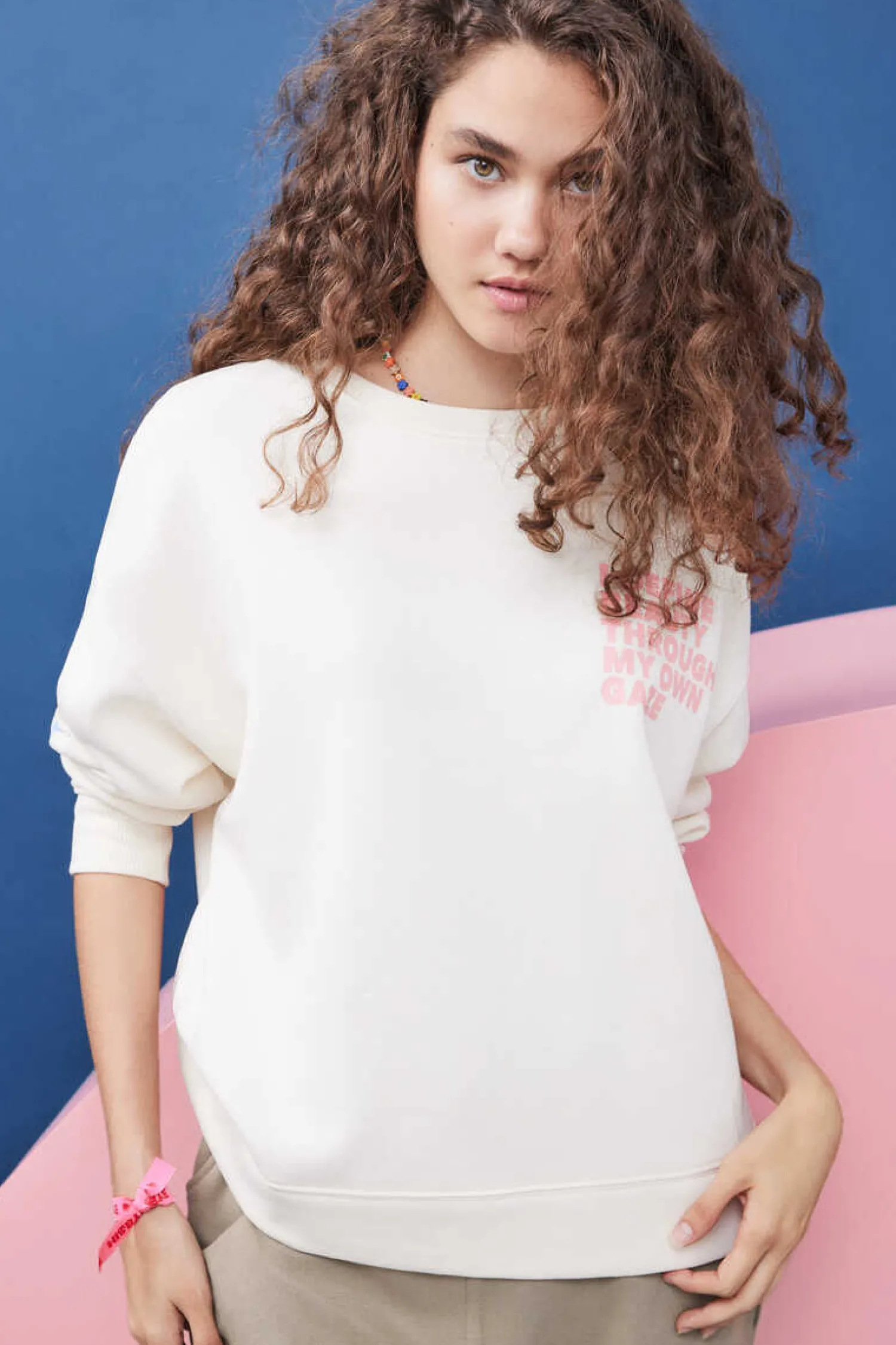 HI&BYE Sweatshirts-Sweatshirt Felpa Branca Logo Manga