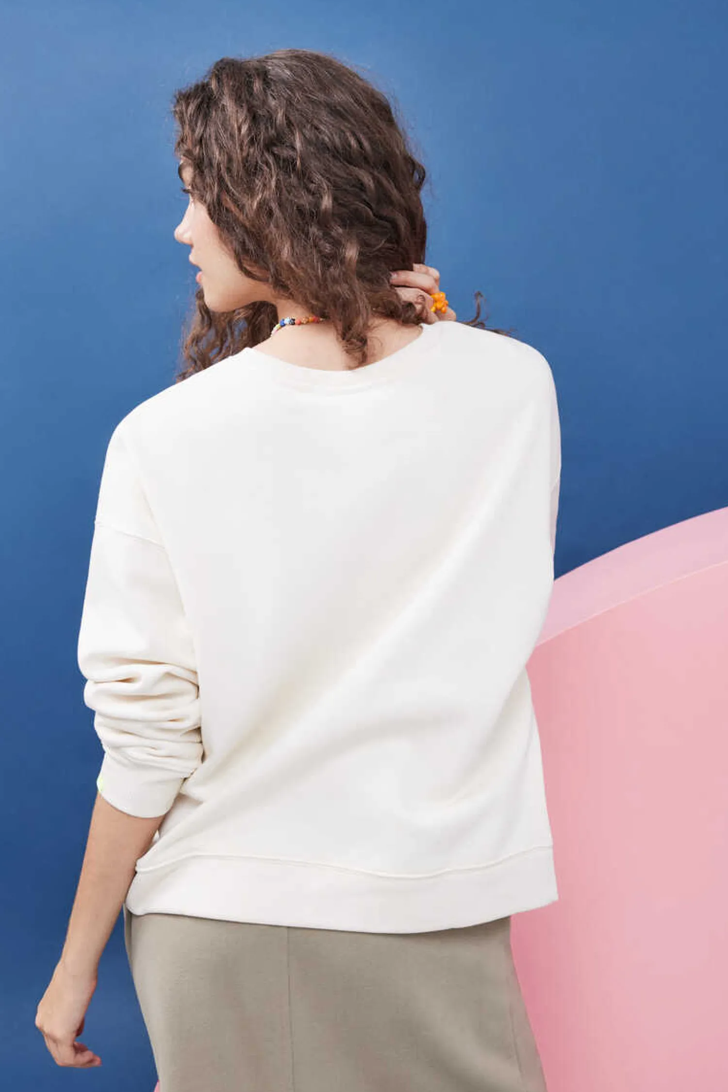 HI&BYE Sweatshirts-Sweatshirt Felpa Branca Logo Manga