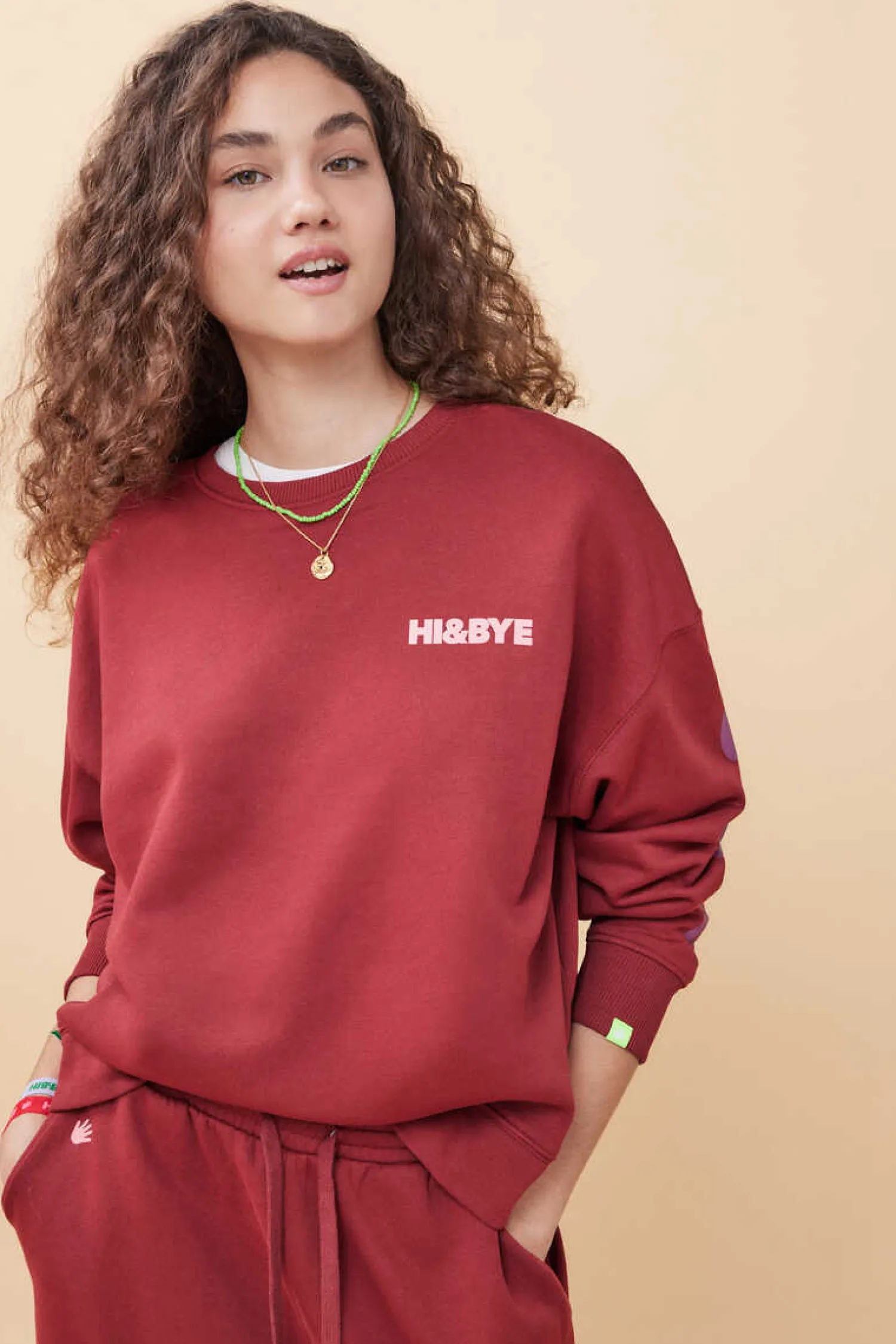 HI&BYE Sweatshirts-Sweatshirt Felpa Vermelha Logo Manga