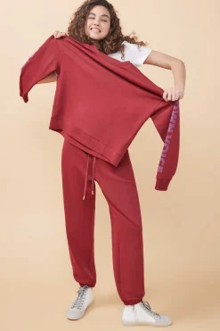 HI&BYE Sweatshirts-Sweatshirt Felpa Vermelha Logo Manga