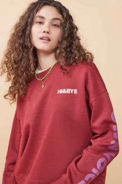 HI&BYE Sweatshirts-Sweatshirt Felpa Vermelha Logo Manga