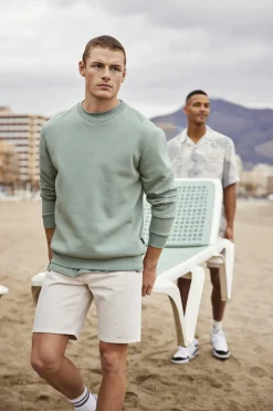 Only & Sons Sweatshirt Gola Redonda Verde Discount