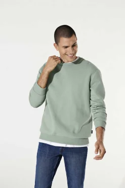 Only & Sons Sweatshirt Gola Redonda Verde Discount